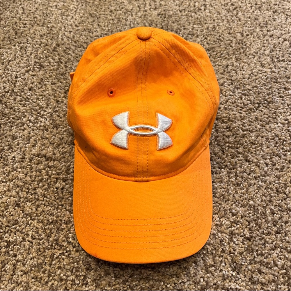 Under Armour Free Fit ORANGE Mens Logo Athletic Hat Strapback OSFM